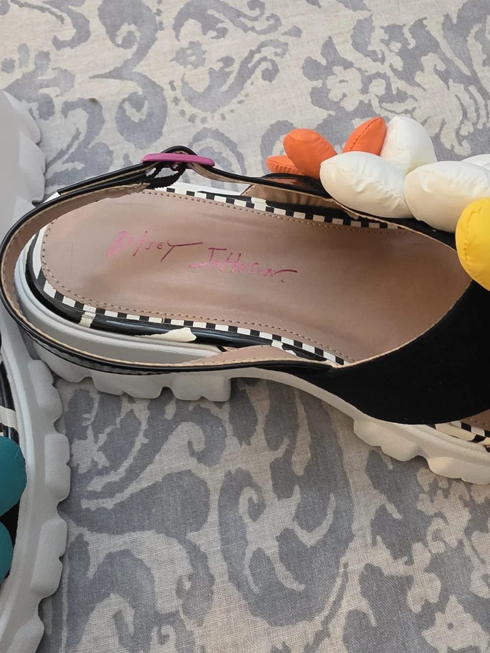 Betsey Johnson Whimsical Platform Sandals With 3D Flowers